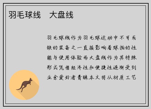 羽毛球线   大盘线